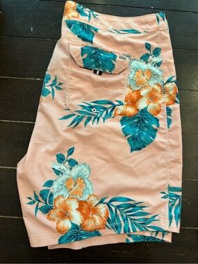 Hurley Peach Floral Tropical Swim Shorts